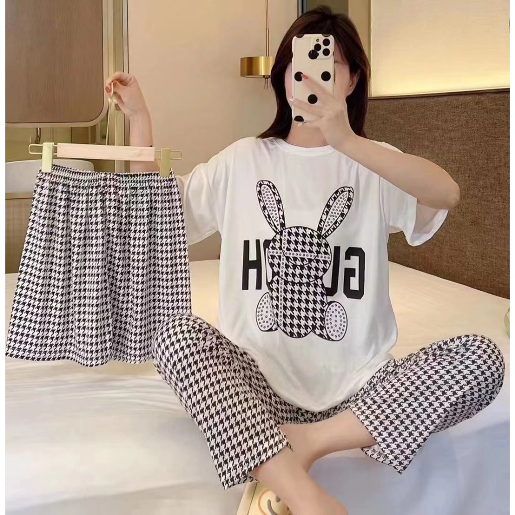  พร้อมส่ง ชุดนอนเซ็ท 3 ชิ้น ชุดนอนน่ารัก ชุดนอนแฟชั่น สไตล์เกาหลี ลายการ์ตูน Free Size Womens pajamasLittleStar1