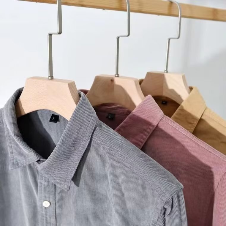 M3XL แฟชั่น เสื้อเชิ้ตผู้ชาย ทรงหลวม ผ้าลูกฟูก สไตล์วินเทจ