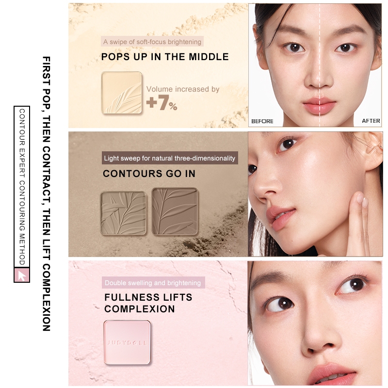 New Blush Palette JUDYDOLL ไฮไลท์และคอนทัวร์พาเลต สีธรรมชาติ ทนทานตลอดเวลา บลัช กันน้ำ 9g