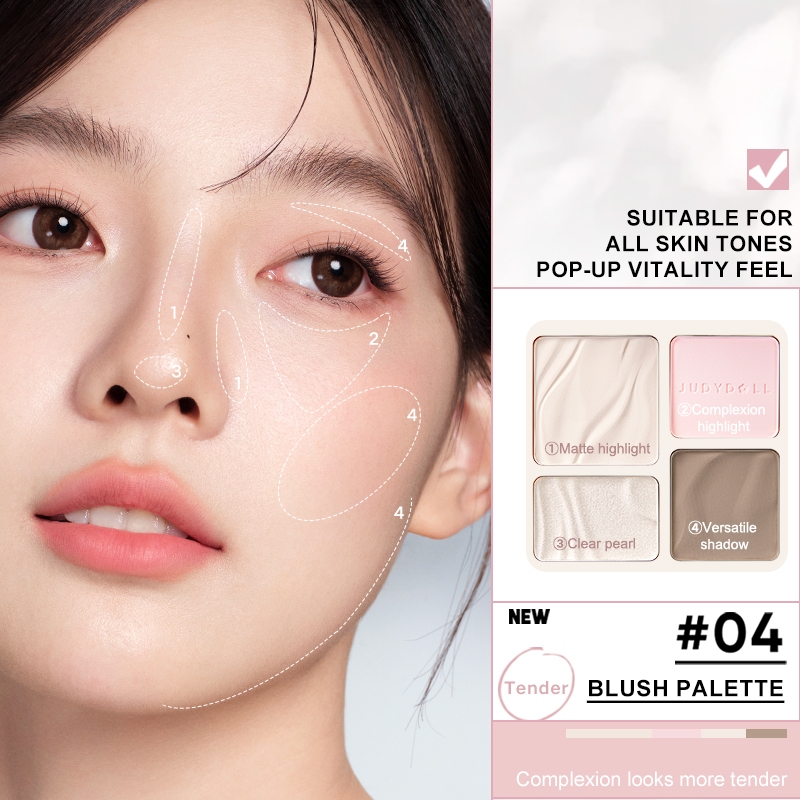 New Blush Palette JUDYDOLL ไฮไลท์และคอนทัวร์พาเลต สีธรรมชาติ ทนทานตลอดเวลา บลัช กันน้ำ 9g