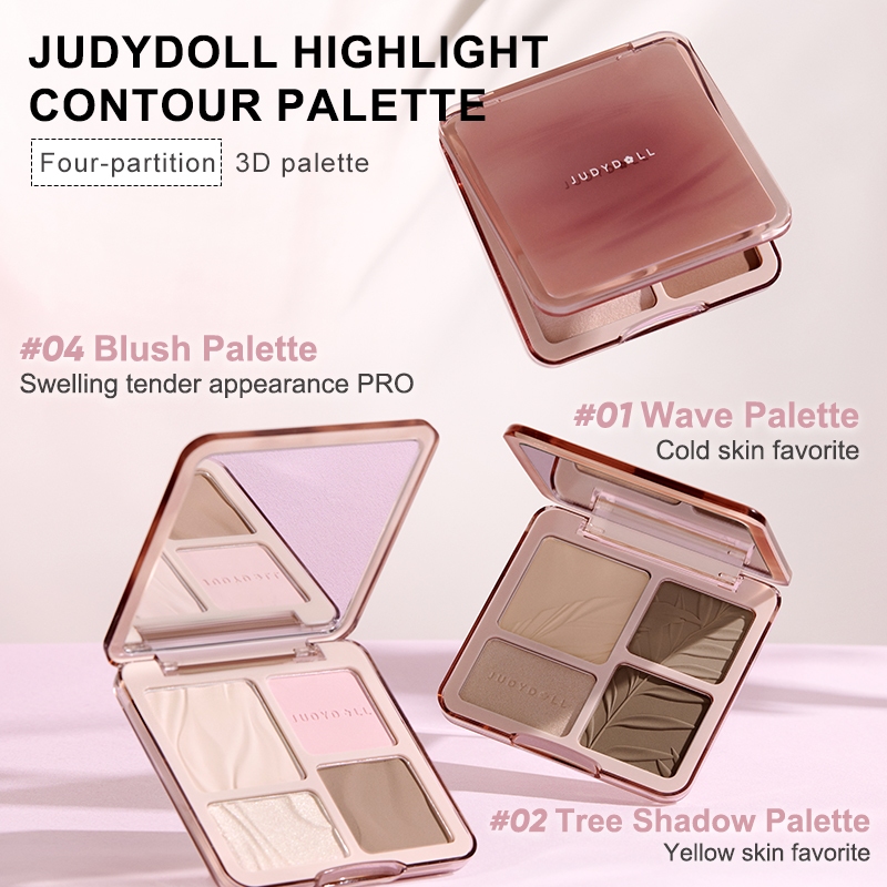 New Blush Palette JUDYDOLL ไฮไลท์และคอนทัวร์พาเลต สีธรรมชาติ ทนทานตลอดเวลา บลัช กันน้ำ 9g