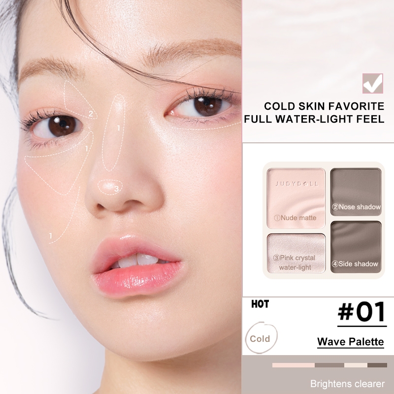 New Blush Palette JUDYDOLL ไฮไลท์และคอนทัวร์พาเลต สีธรรมชาติ ทนทานตลอดเวลา บลัช กันน้ำ 9g