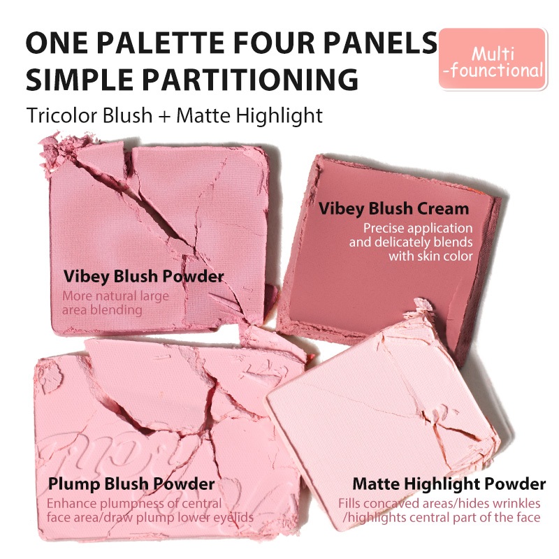 New Blush Palette JUDYDOLL ไฮไลท์และคอนทัวร์พาเลต สีธรรมชาติ ทนทานตลอดเวลา บลัช กันน้ำ 9g