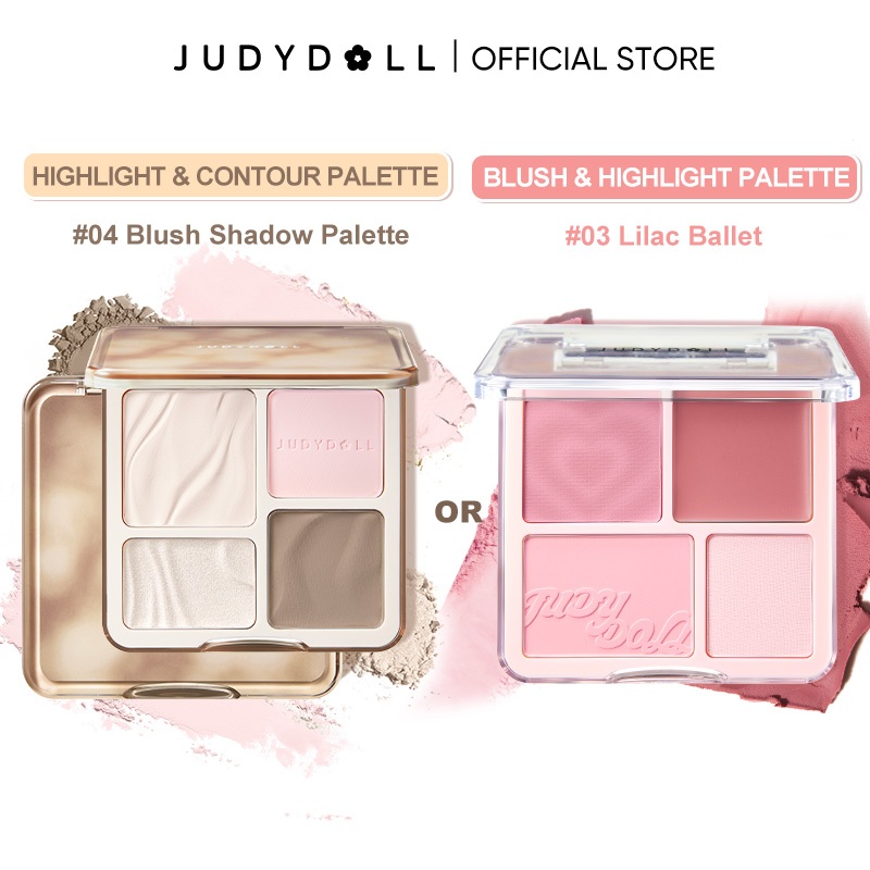New Blush Palette JUDYDOLL ไฮไลท์และคอนทัวร์พาเลต สีธรรมชาติ ทนทานตลอดเวลา บลัช กันน้ำ 9g