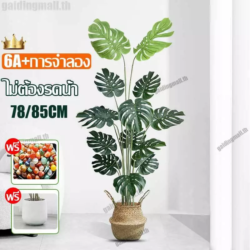 🌴ส่งจากกทม.24ชม🌴 ต้นไม้ปลอม ต้นไม้ปลอมใหญ่ 95/85CM24ใบ/18ใบ ฟรีกระถางดอก +หินตกแต่ง แต่งบ้าน+การตกแต่งร้านกาแฟ สไตล์นอร์ดิก ในบ้าน ต้นไม้มงคล ประดิษฐ์ ไม้ตกบ้าน สวยๆ ห้อง มงคลสวยๆ มงคลปลอม — ของมงคลหมวดความรักและความสัมพันธ์