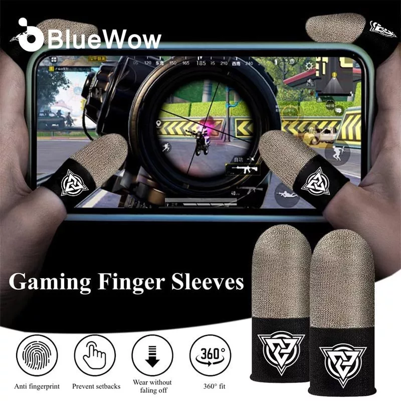 Bluewow Gaming Finger Sleeve เกมมือถือถุงมือสําหรับ PUBG Breathable Finger Sleeve ปลายนิ้ว Anti-slip Silver Fiber Gaming Cover