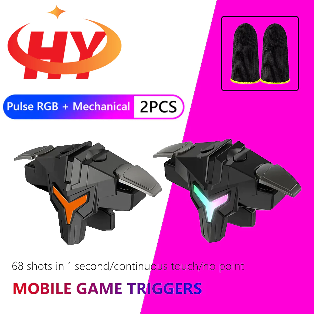 Hy 2pcs RGB A1 โทรศัพท์มือถือ Gaming Trigger Professional 4 นิ้วเกม Controller Gaming Aim ยิง Triggers จอยสติ๊กสําหรับโทรศัพท์มือถือ 2