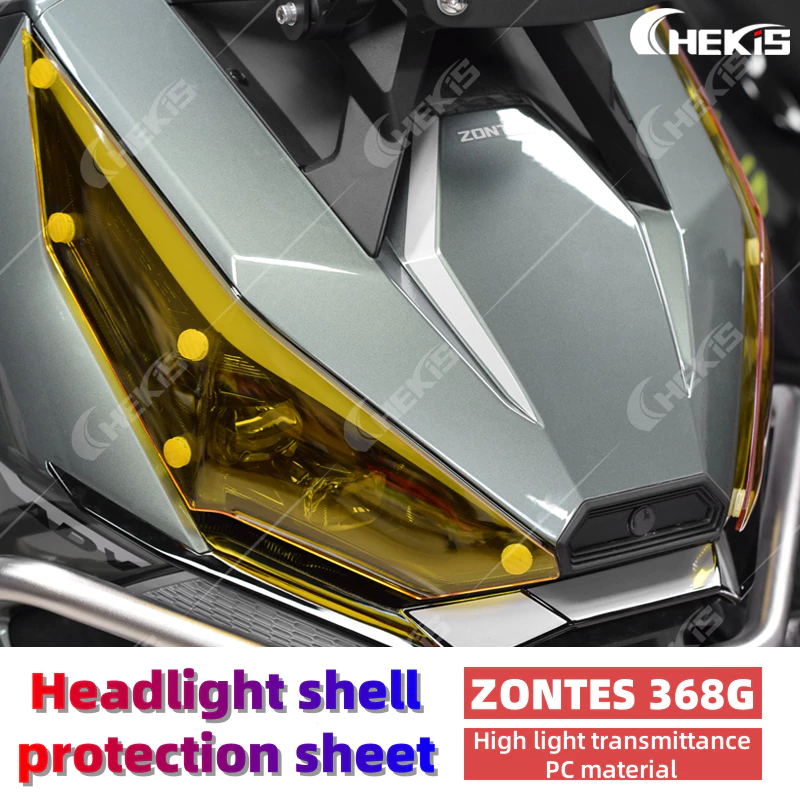Chekis สําหรับ ZONTES 368G 368 G 501G 501 แผ่นป้องกันไฟหน้าแบบปรับเปลี่ยน PC ความโปร่งใสสูงไฟหลักเปลี่ยนสีฝาครอบป้องกันอุปกรณ์ตกแต่ง