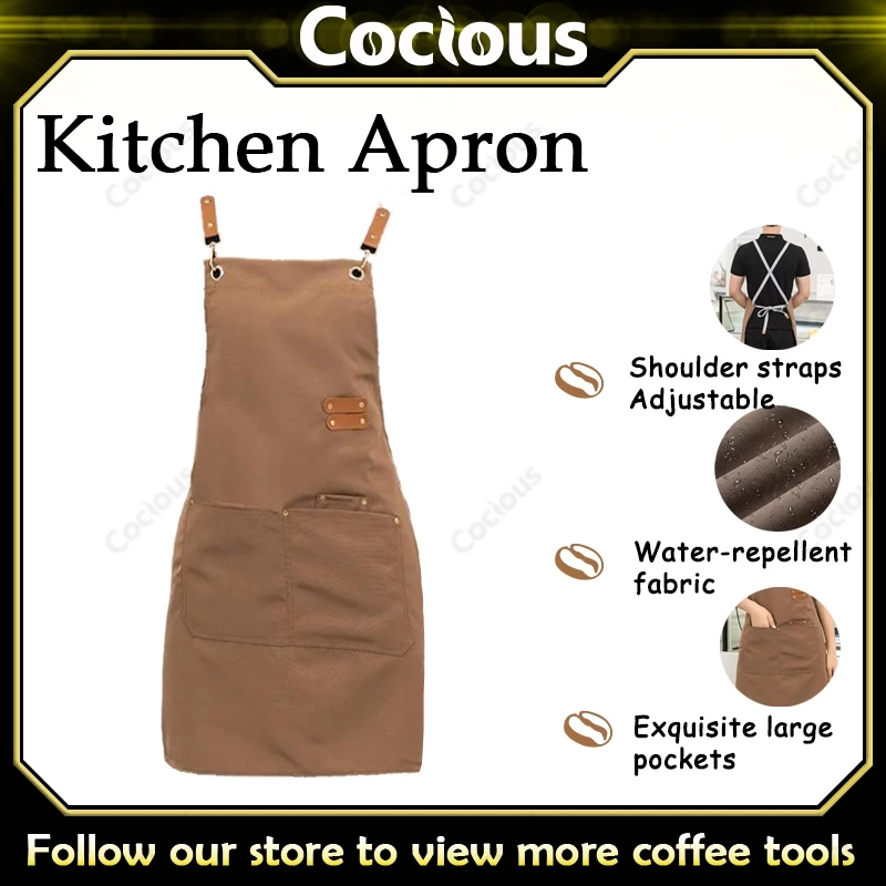 Cocious Perfessional Kitchen Apron Waterproof ผ้ากันเปื้อนกันน้ำ Waiter Cafes Kitchen Canvas Apron Pocke tร้านกาแฟตัดผมผ้ากันเปื้อนทำงานครัว