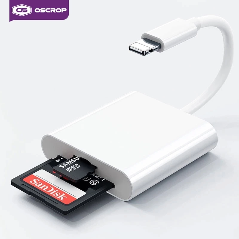 OSCROP OTG IP to SD+TF card เครื่องอ่านบัตรเครื่องอ่านกล้องการ์ด TF card reader