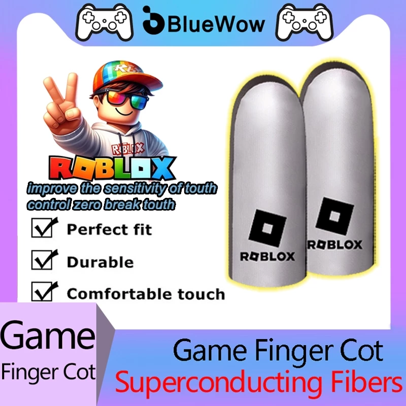 BlueWow ROBLOX Gaming Finger Sleeve เกมมือถือถุงมือสําหรับ PUBG Breathable Finger Sleeve ปลายนิ้ว Anti-slip Silver Fiber Gaming Cover