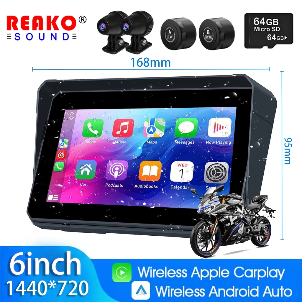 ✨2025✨REAKO ระบบนําทางรถจักรยานยนต์ Carplay TPMS เชื่อมต่อโทรศัพท์มือถือกันน้ํา 6 นิ้ว Voice Assistant HD GPS หน้าจอ IPS เครื่องบันทึกรถยนต์