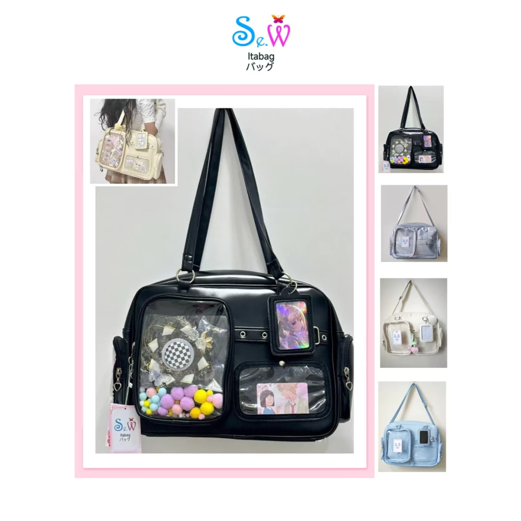 [พร้อมที่จะจัดส่ง]Se.W Itabag Women Bag Backpack กระเป๋าผู้หญิง กระเป๋าผู้ชาย กระเป๋าไหล่ กระเป๋า crossbody กระเป๋าสลิง กระเป๋าเป้สะพายหลังกันน้ำความจุขนาดใหญ่กันฝุ่น PU กระเป๋ คอนเสิร์ตซ่อนป้ายไฟปวดไหล่คู่กระเป๋าสวนสนุกปวดกระเป๋า กระเป๋าสะพายญี่ปุ่นความจ