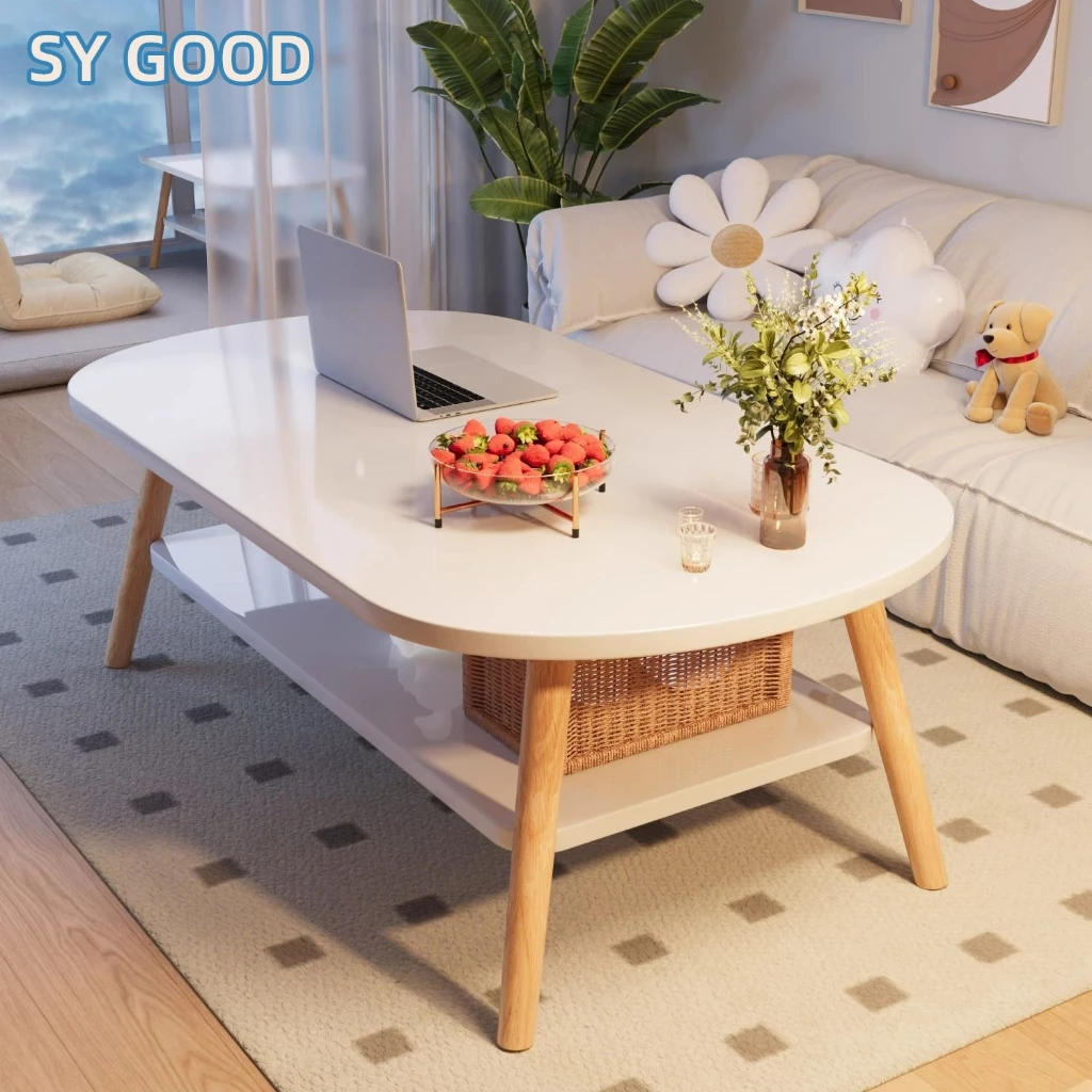 SY โต๊ะห้องรับแขก โต๊ะกลางโซฟา โต๊ะกาแฟ  80/100/120CM สไตล์โมเดิร์น ผลิตจากไม้เเท้