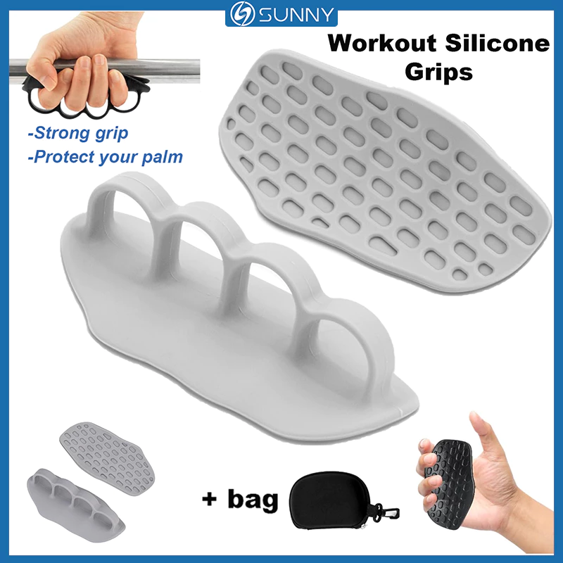 SunnyFit 2 ชิ้นซิลิโคนดึง Grips 4 นิ้วยกน้ําหนักสายรัด Gym ฟิตเนสออกกําลังกายถุงมือสําหรับ Dumbbell Barbell Hand Grips Deadlifts
