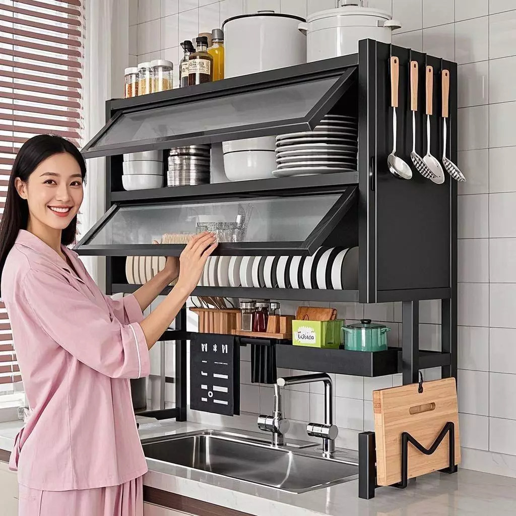 SY ชั้นวางจาน  ที่วางจาน สแตนเลส 2 ชั้น <65--75-85-95-105-125cm>  คร่อมอ่างล้างจาน  bowl rack ชั้นวางของในครัว