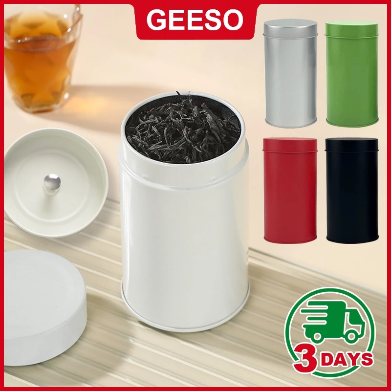 GEESO สแตนเลส กระปุกเก็บชาและกาแฟ ปิดผนึก มินิพกพา อุปกรณ์จัดเก็บห้องครัว Stainless Steel Sealed Tea & Coffee Canister Mini Portable Kitchen Storage Container 不锈钢茶叶罐