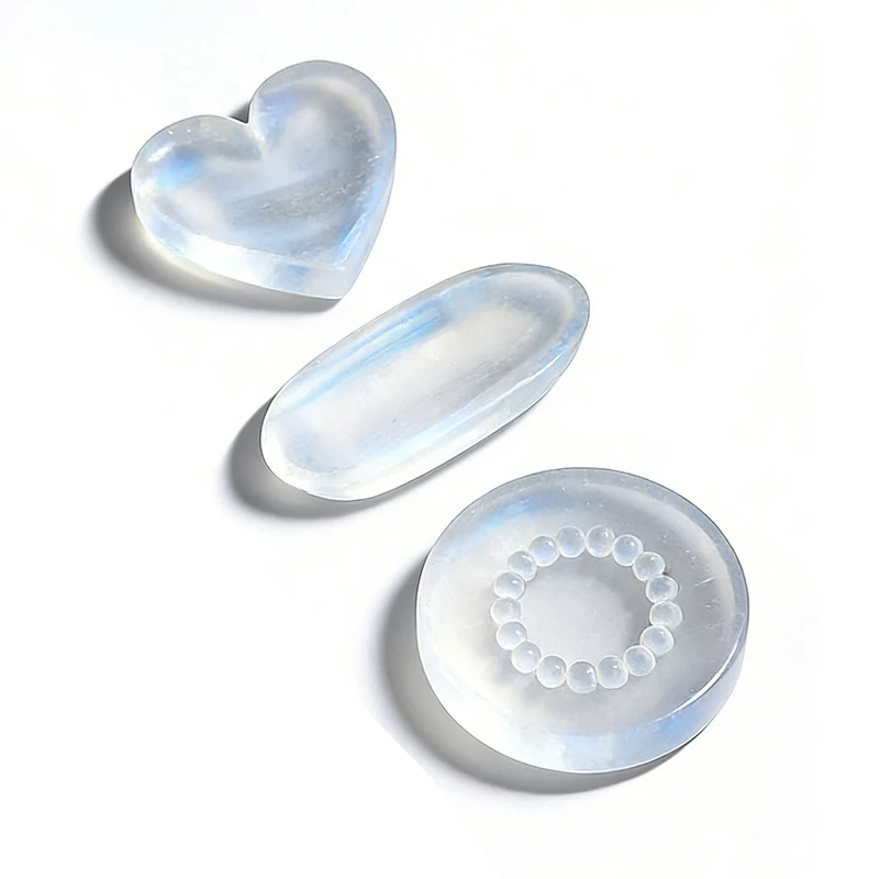 Selenite เซเลนส์ไนท์ ชุดชามชาร์จสําหรับผู้ถือคริสตัลการจัดเก็บคริสตัลคนรักเริ่มต้นเรกิคอลเลกชัน — ของมงคลหมวดความรักและความสัมพันธ์