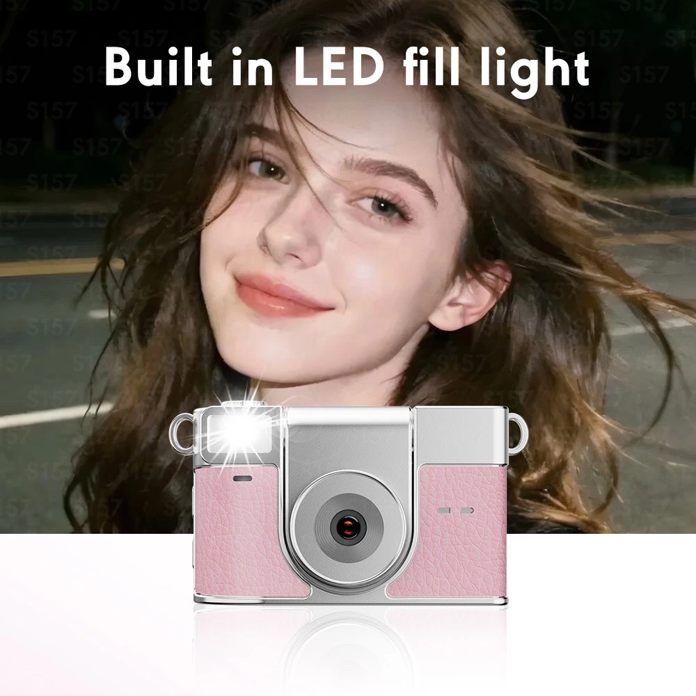 กล้อง Mini CCD ใหม่ กล้อง Mini Lifestyle พร้อมตัวกรอง Retro ความละเอียด 2K | กล้อง วิดีโอบล็อก แบบพกพาพร้อมไฟเติมสําหรับเดินทางและเซลฟี่