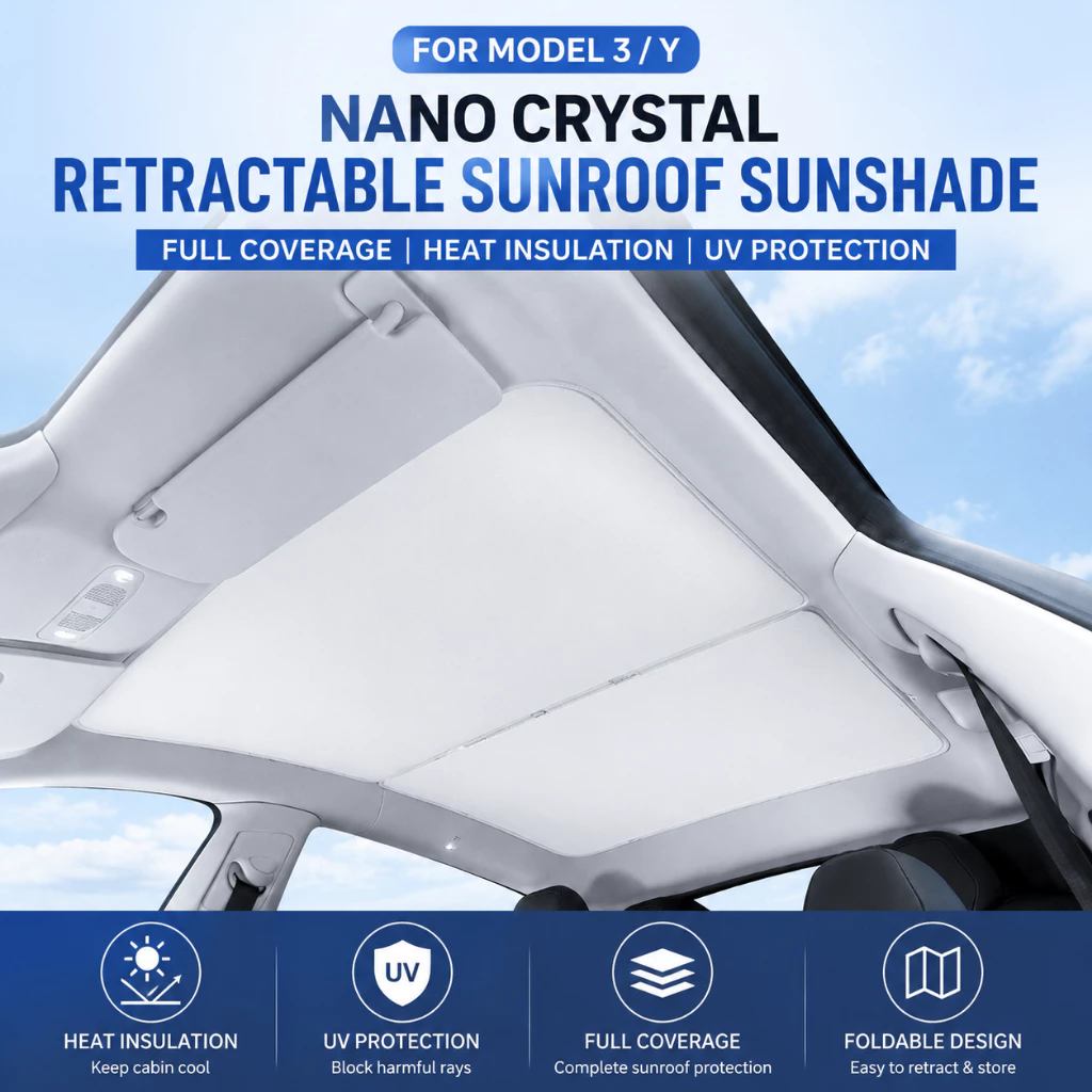 ม่านบังแดดซันรูฟ Tesla Model 3 ตรงรุ่น Nano Crystal