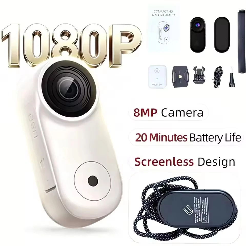 Mini Magnetic Thumb กล้อง 1080P HD กีฬา Action Cam ไมโครโฟนไร้สาย Ultra แบบพกพา DV Vlog Action Recording สําหรับรถจักรยานยนต์