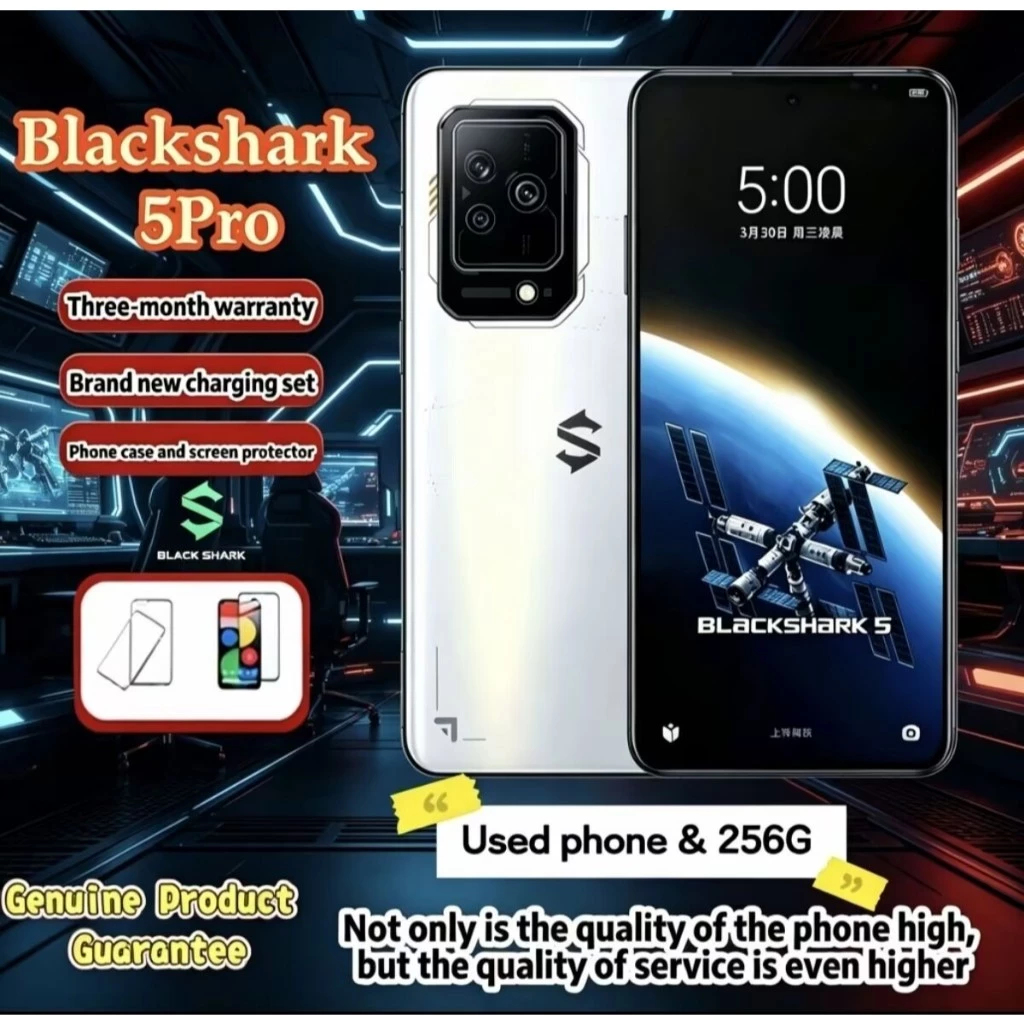 โทรศัพท์สําหรับเล่นเกม Global ROM Black Shark 5 Pro โทรศัพท์เกม 256GB โทรศัพท์มือถือ