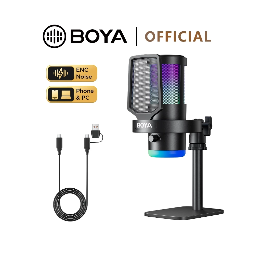 BOYA CastMic G30 ไมค์สาย USB RGB ไมค์เกมมิ่ง PC ไมค์ตั้งโต๊ะ ไลฟ์สดตัดเสียงรบกวน