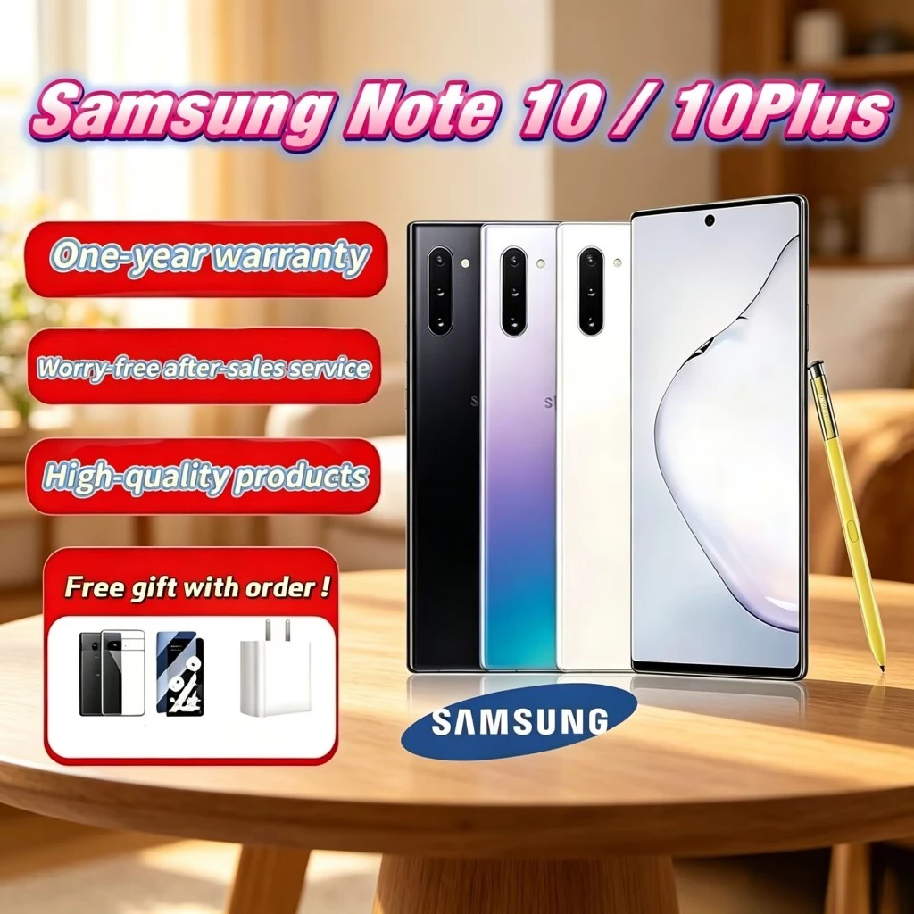 โทรศัพท์สมาร์ทโฟน Samsung Note 10 / 10 Plus 4G/5G ใหม่ 256G โทรศัพท์มือถือ Android สภาพดี