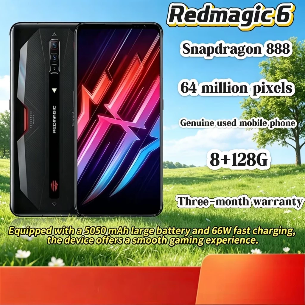 ของแท้มือสอง Redmagic 6 โทรศัพท์มือถือ 8+128GB Full Global ROM ปลดล็อคโทรศัพท์สําหรับเล่นเกม Spot Goods พร้อมรับประกัน 3 เดือน