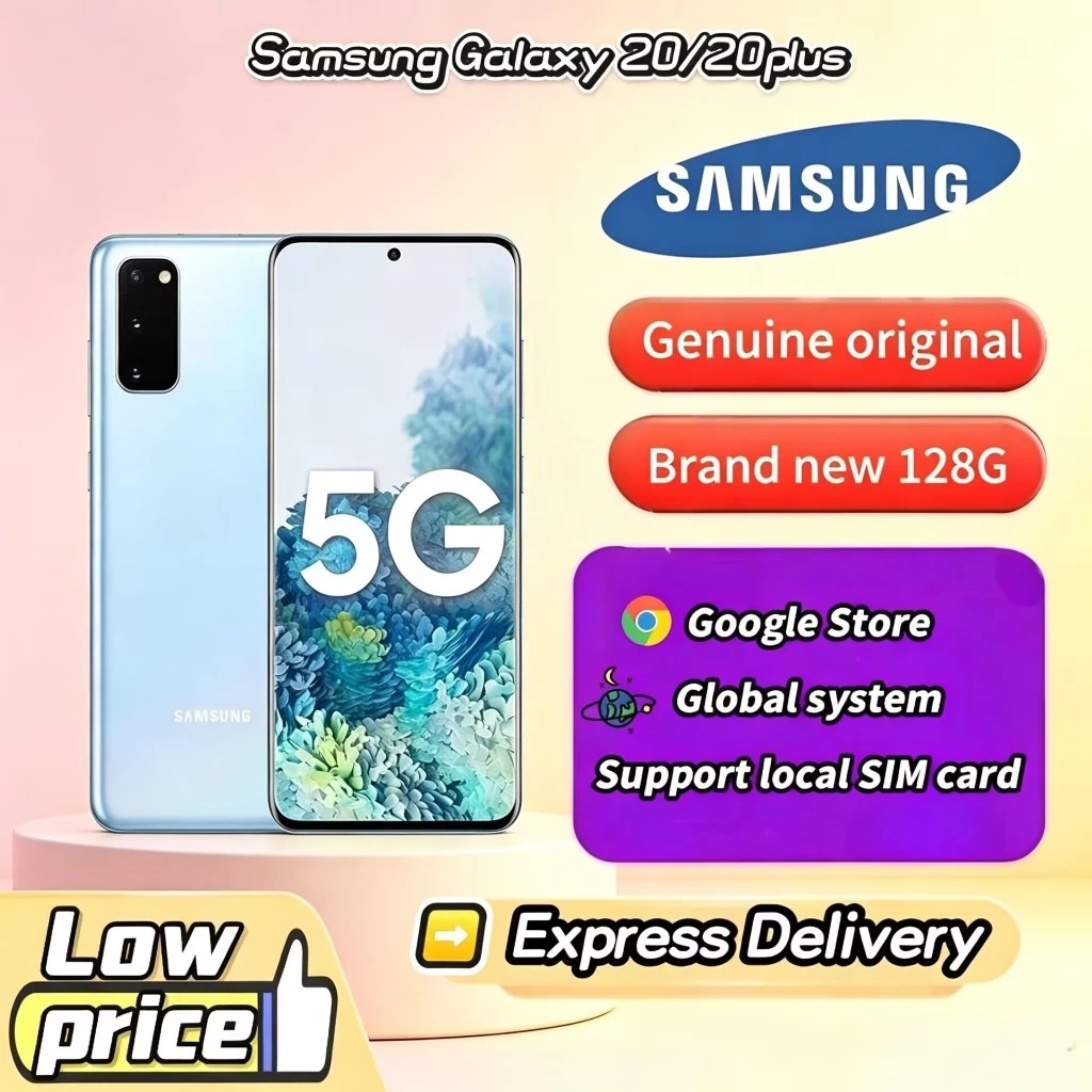 ใหม่ต้นฉบับ Samsung Galaxy S20 / S20 Plus 5G 128GB โทรศัพท์มือถือ Samsung ของแท้พร้อม Google Play Access Local SIM สนับสนุนรับประกัน 1 ปี Fast Shipping ทั่วโลก