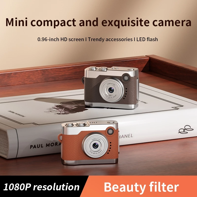 Mini Vintage Digital Thumb กล้อง 1080P HD แบบพกพา LED Flash & Multi Beauty Filter สําหรับของขวัญเด็ก Street Vlog บันทึก