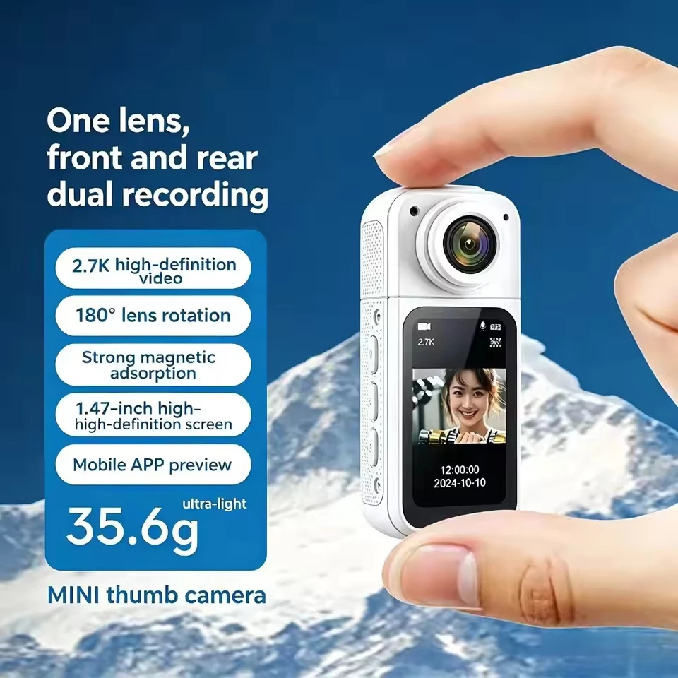 Mini 2.7K Thumb Action กล้อง 1080P Pocket Sport Cam 1.47 นิ้ว 180 มุม WIFI Recorder Magnetic Attraction Bracket กล้อง