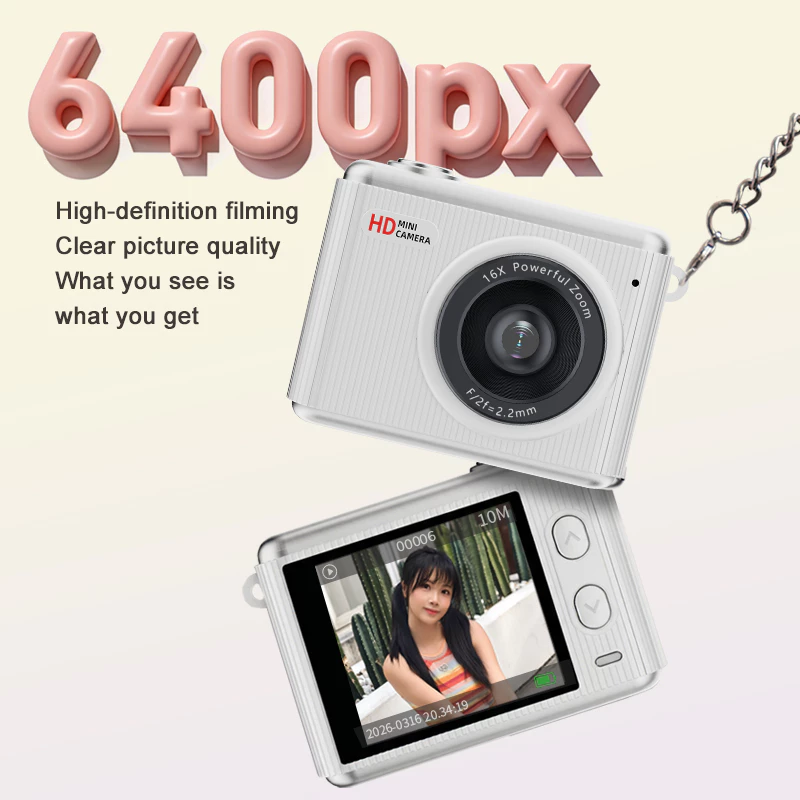 กล้องดิจิตอลขนาดกะทัดรัด 64MP 1080P HD Mini กล้องพร้อมซูม 16X และตัวกรองหน้าจอ 1.4 "ชาร์จกล้องแบบพกพา Budget Entry กล้อง