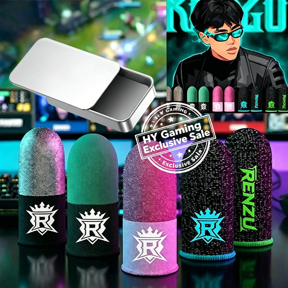 Renzu CustomHY Gaming Finger Sleeve ถุงมือเกมมือถือสําหรับ PUBG Breathable Finger Sleeve ปลายนิ้ว Anti-slip Silver Fiber Gaming Cover