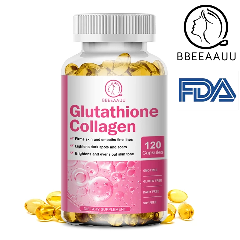 BBEEAAUU gluta Glutathione Collagen 120 แคปซูล วิตามินผิว คอลลาเจน รองรับผมและเล็บที่เปล่งประกาย บรรเทาอาการปวดข้อต่อ และรองรับความยืดหยุ่น ปกป้องผิวจากความเสียหายจากออกซิเดชั่น และอายุ สําหรับผู้ชายและผู้หญิง อาหารเสริม