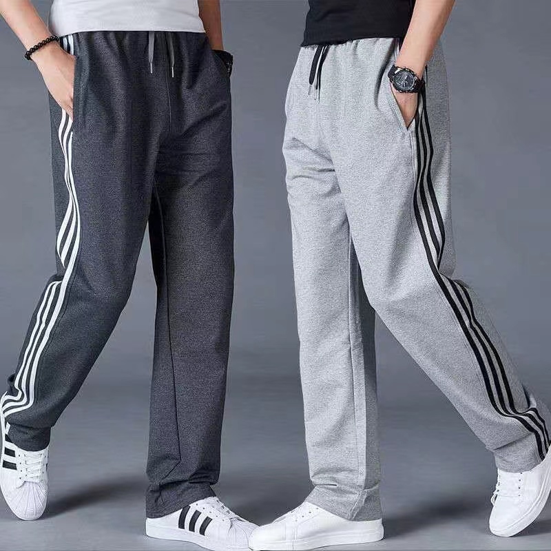 L6XL กางเกงผู้ชายกางเกงกีฬาลำลองผ้าฝ้ายแท้คุณภาพดีราคาถูกกางเกงลายปักสองกระเป๋าซิปเอวยางยืด