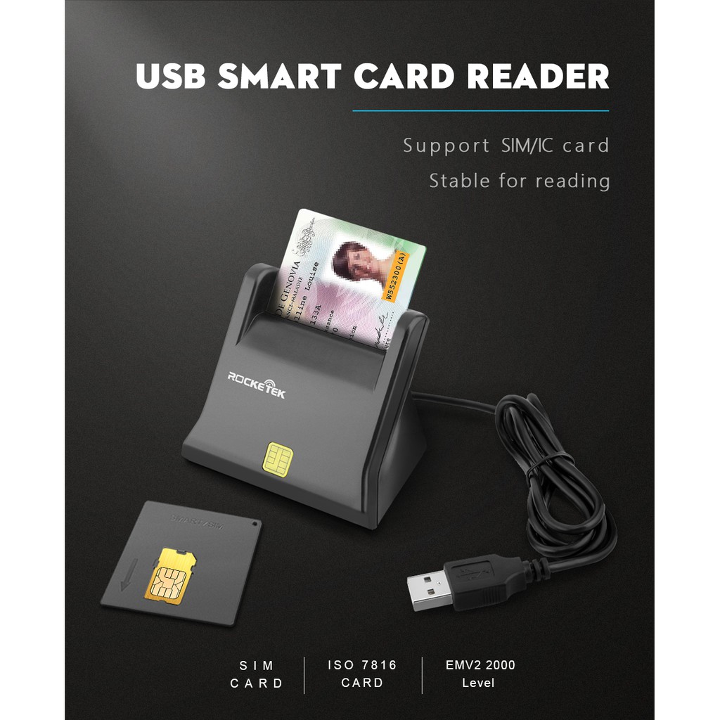 เครื่องอ่านบัตรประชาชน บัตรสมาร์ทการ์ด ID Card  Smart Card Reader รุ่น RockeTek RTSCR2  ICT2562