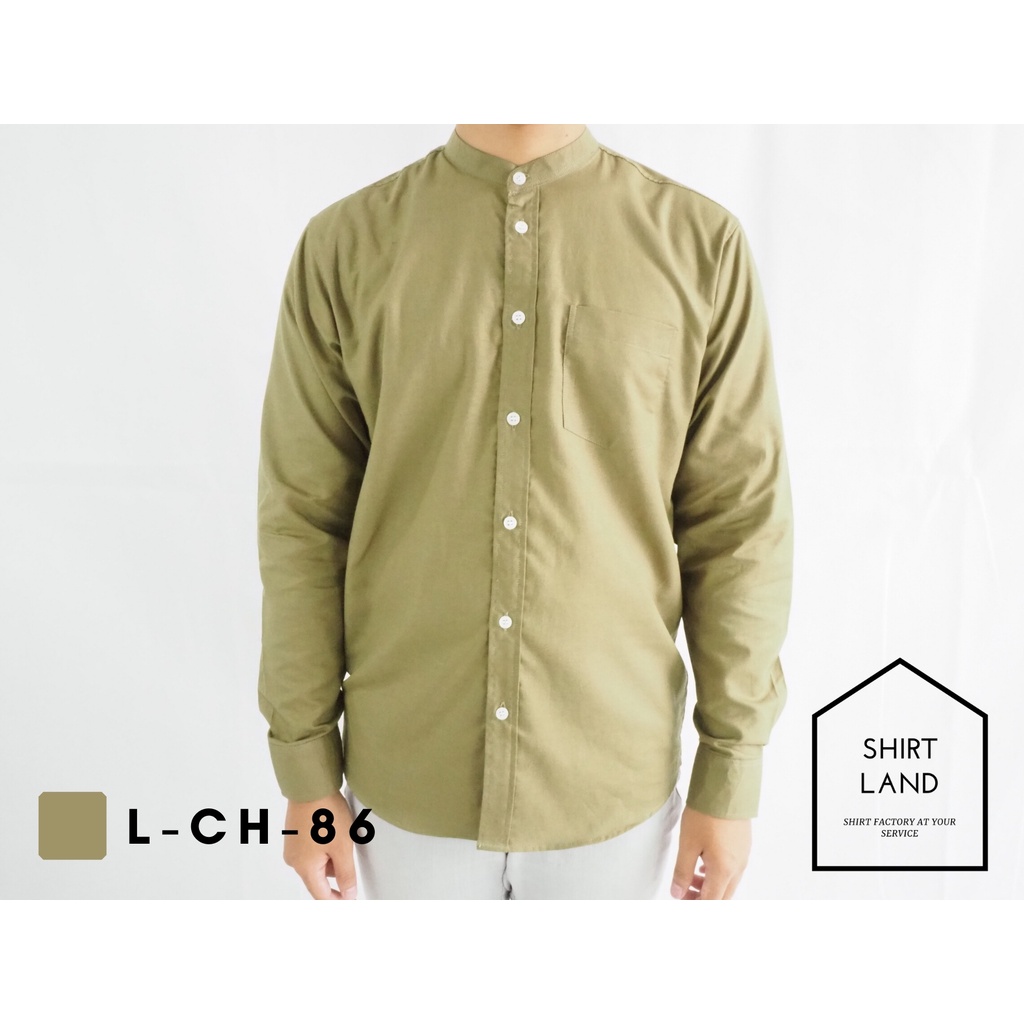 คอจีนแขนยาว สีเข้ม 2XL3XL4XL ผ้า OXFORD  เสื้อเชิ้ตผู้ชาย ไซส์ใหญ่ คนอ้วน Short Sleeve Mandarin Collar Shirt