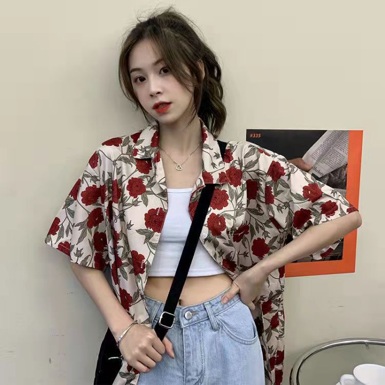 เสื้อเชิ้ตแขนสั้นผู้หญิง ใส่สบาย ทรงหลวม สไตล์เกาหลี เสื้อผ้าแฟชั่น มาใหม่ล่าสุด 2024