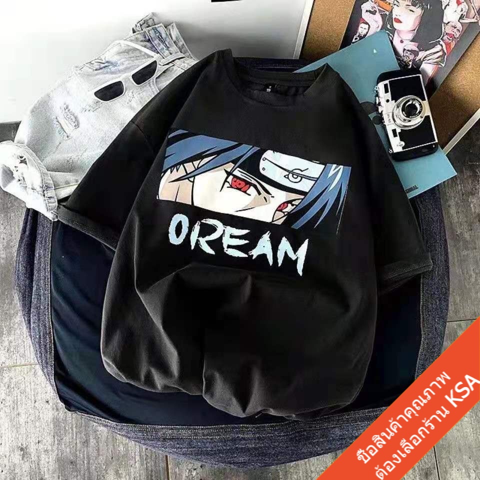 เสื้อยืดคู่รักลายการ์ตูนญี่ปุ่น Oversize เสื้อผ้าแฟชั่นวัยรุ่น เสื้อยืดแนวสตรีทผู้หญิง  ฮิปฮอป  โอเวอร์ไซส์ สไตล์เกาหลี