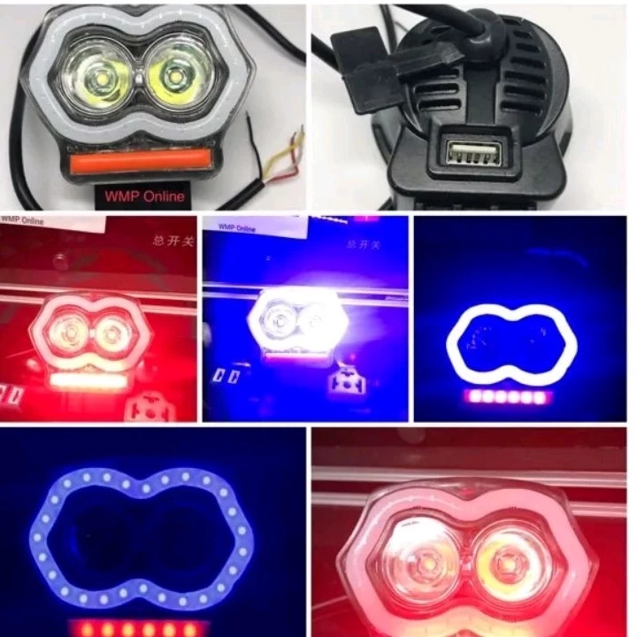 MATA BRT LED CREE OWL USB SUPER 2 EYES 40 WATT SPOTLIGHT พร้อมซ็อกเก็ต USB OWL ANGEL EYES SUPER BRIGHT PENETRATE FOG สําหรับรถจักรยานยนต์และรถยนต์ SUITABLE