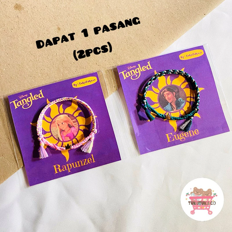 Rapunzel & Eugene Tangled ทอเชือกด้ายสร้อยข้อมือคู่ | สร้อยข้อมือคู่ถัก Tangled Rapunzel (รับ 1 คู่) — ของมงคลหมวดความรักและความสัมพันธ์