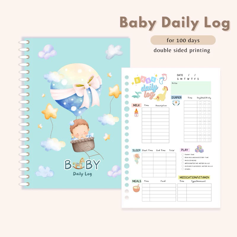 Baby Daily Log BOY - Notebook Planner Tracker - ของขวัญสําหรับเด็ก - ของขวัญคลอดบุตร - Baby Journal — ของมงคลหมวดการตั้งชื่อ