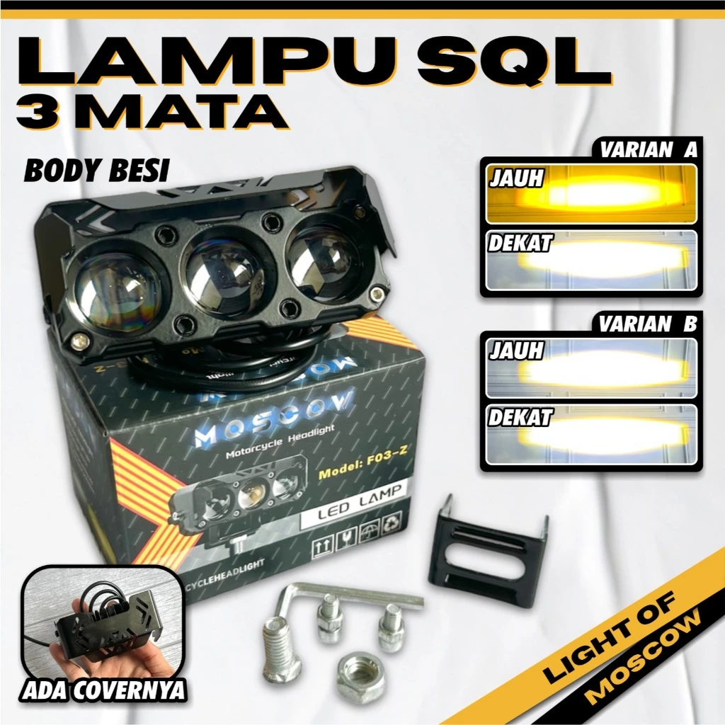 MATA Mini LED 3 ดวง Super Bright 12‑80V ไฟหน้ามอสีขาวสีเหลือง