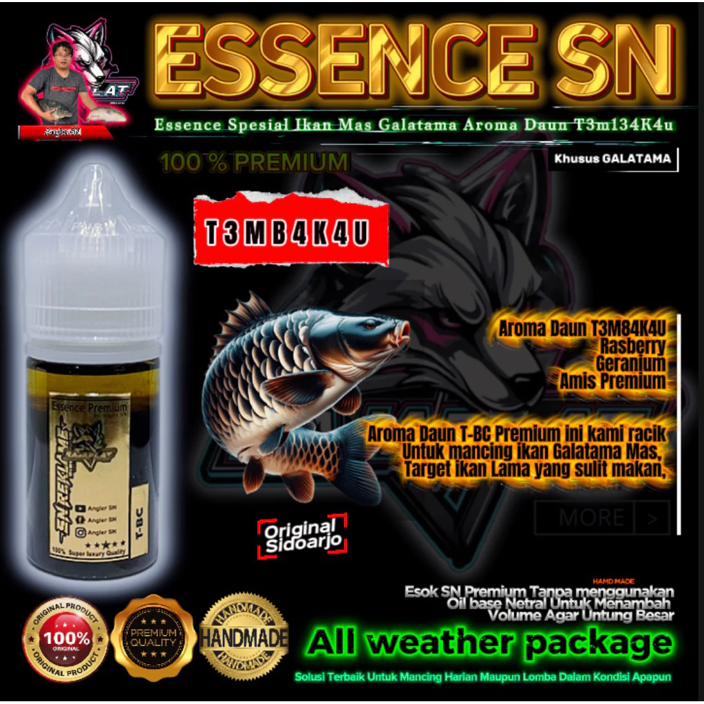 T-BC Aromatic Essence เอสเซนส์ปลาทอง Galatama เฉพาะกาลาทามา เอสเซ้นส์แชมป์ กาลาตามา เอสเซ้นส์พรีเมี่ยม สนาเดอร์ปลาจีที ตกปลา การแข่งขันปลาตะปามา การแข่งขันปลาคาร์ป พรีเมียม เอสเซ้นส์ทั — ของมงคลหมวดเครื่องรางและวัตถุมงคล