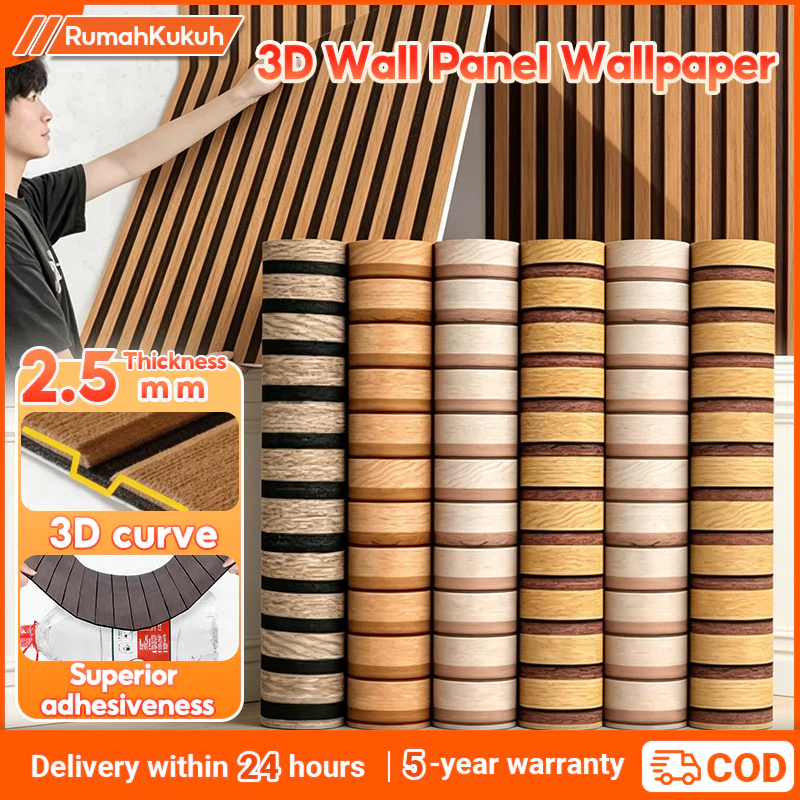 ไม้ผนังแผงวอลล์เปเปอร์ 300*40 ซม.วอลล์เปเปอร์ Dinding ร่วง Tamu ไม้วอลล์เปเปอร์ Minimalist วอลล์เปเปอร์ Self กาว — ของมงคลหมวดสีมงคล