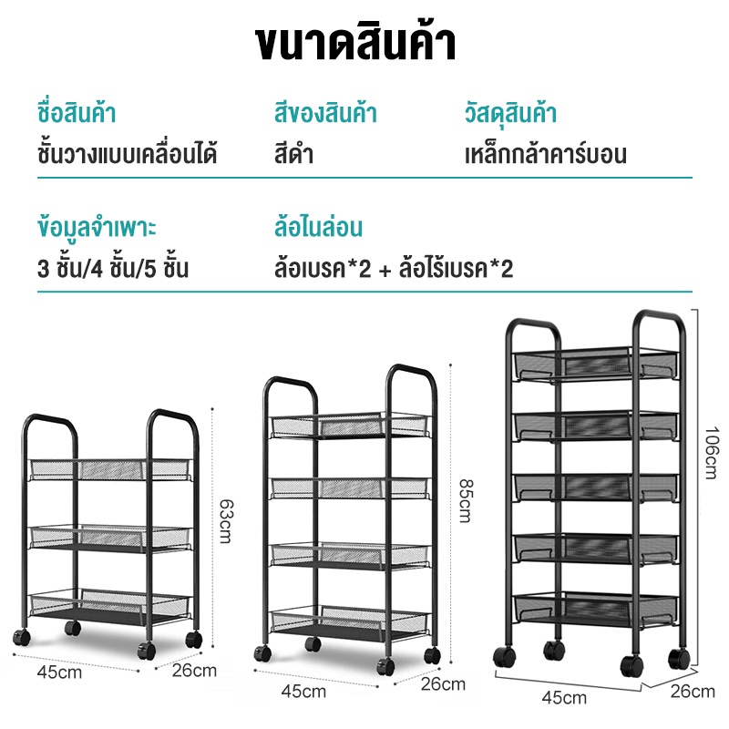 DCชั้นวางของในครัว 35ชั้น ชั้นเก็บของ วางแบบถอดได้ ชั้นวางของแบบโครงเหล็กมีล้อ เคลื่อนย้ายสะดวก แข็งแรงทนทานไม่เป็นสนิม