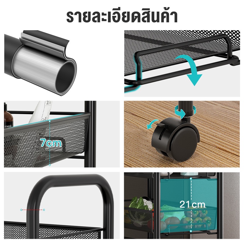 DCชั้นวางของในครัว 35ชั้น ชั้นเก็บของ วางแบบถอดได้ ชั้นวางของแบบโครงเหล็กมีล้อ เคลื่อนย้ายสะดวก แข็งแรงทนทานไม่เป็นสนิม