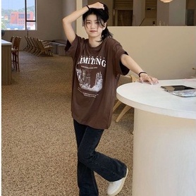เสื้อยืดแขนสั้นลําลองทรงหลวมผู้หญิง oversize เสื้อผ้าแฟชั่นวัยรุ่น  เสื้อตัวใหญ่โอเวอร์ไซส์เกาหลี สกรีนลายวินเทจเท ผ้าดี