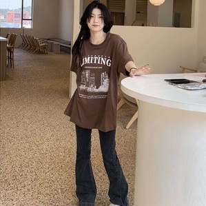เสื้อยืดแขนสั้นลําลองทรงหลวมผู้หญิง oversize เสื้อผ้าแฟชั่นวัยรุ่น  เสื้อตัวใหญ่โอเวอร์ไซส์เกาหลี สกรีนลายวินเทจเท ผ้าดี